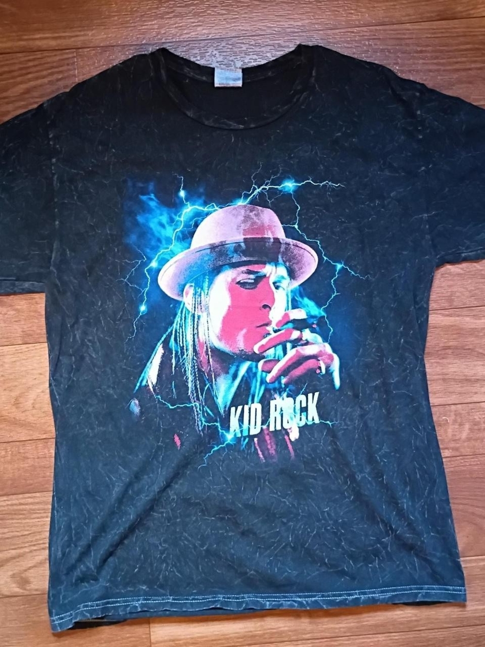 Gildan Black Tee with Blue & Pink Kid Rock Portrait
